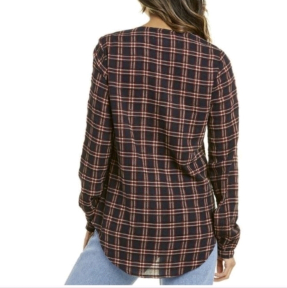 Veronica Beard Peggy Wool-Bend Top Buttons-Up Plaid V-Neck sz 6 - Picture 2 of 10